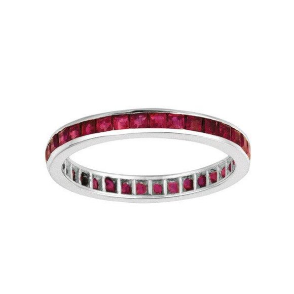 1.20 Carat Princess Cut Natural Ruby Ring Band 14K